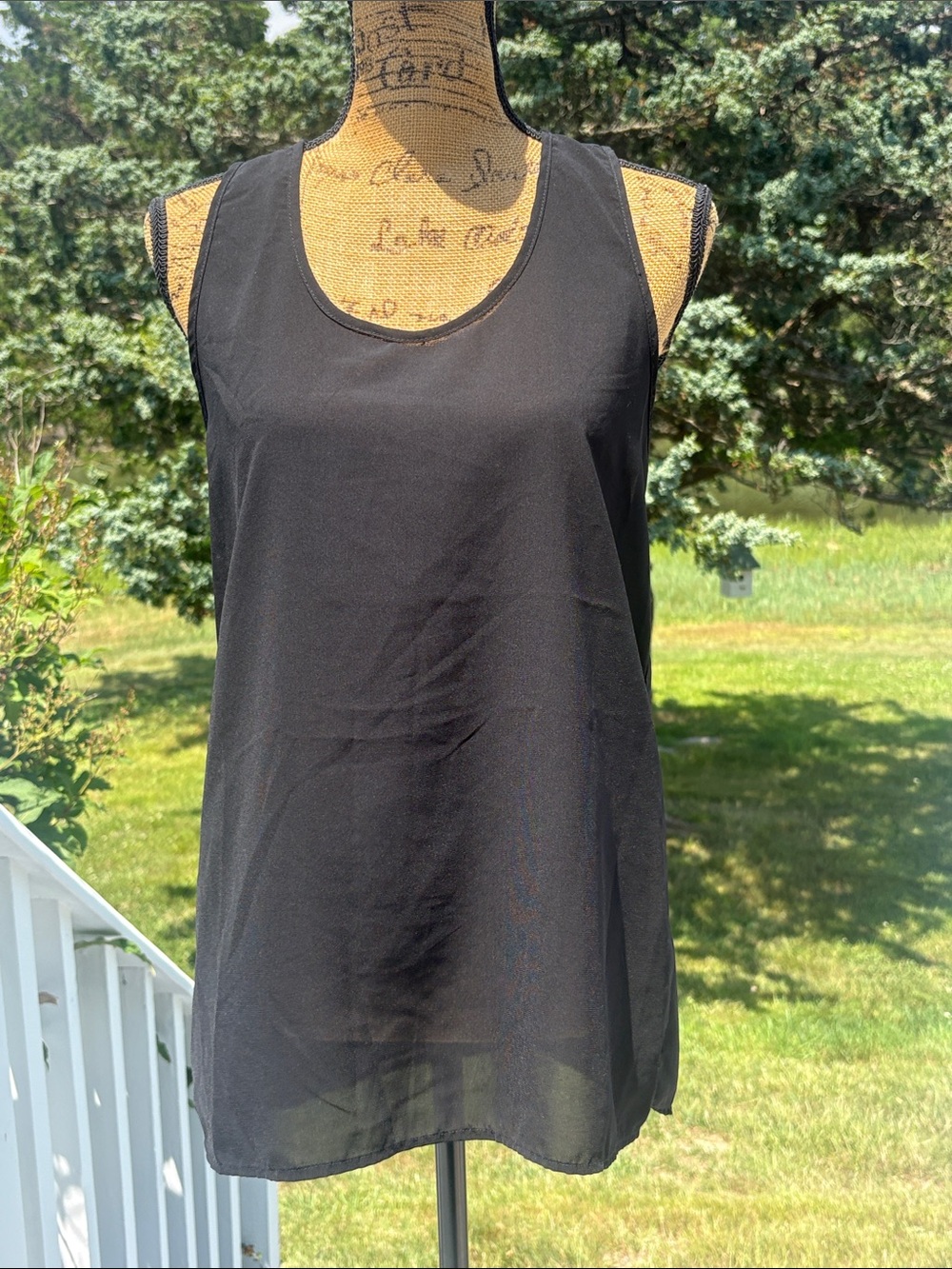 Japna Scoop Neck Tank Top Racerback Black Size M